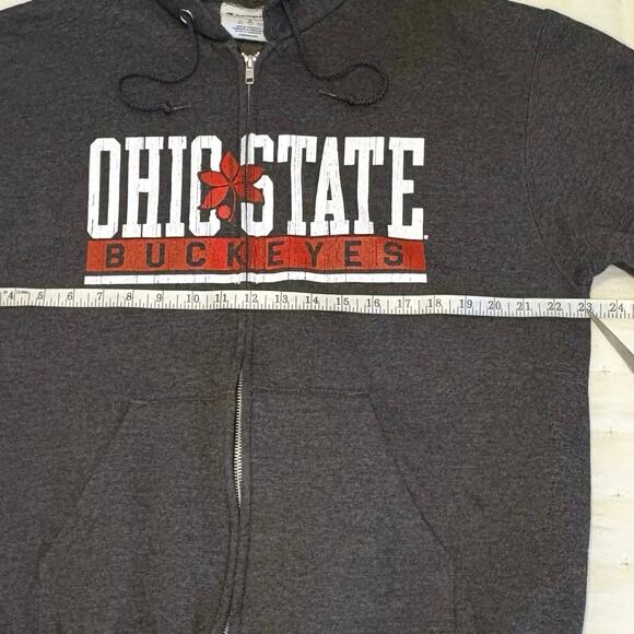 Ohio State Buckeyes Zip Up Hoodie Men's M Gray Red White Champion Sweatshirt - Picture 8 of 10